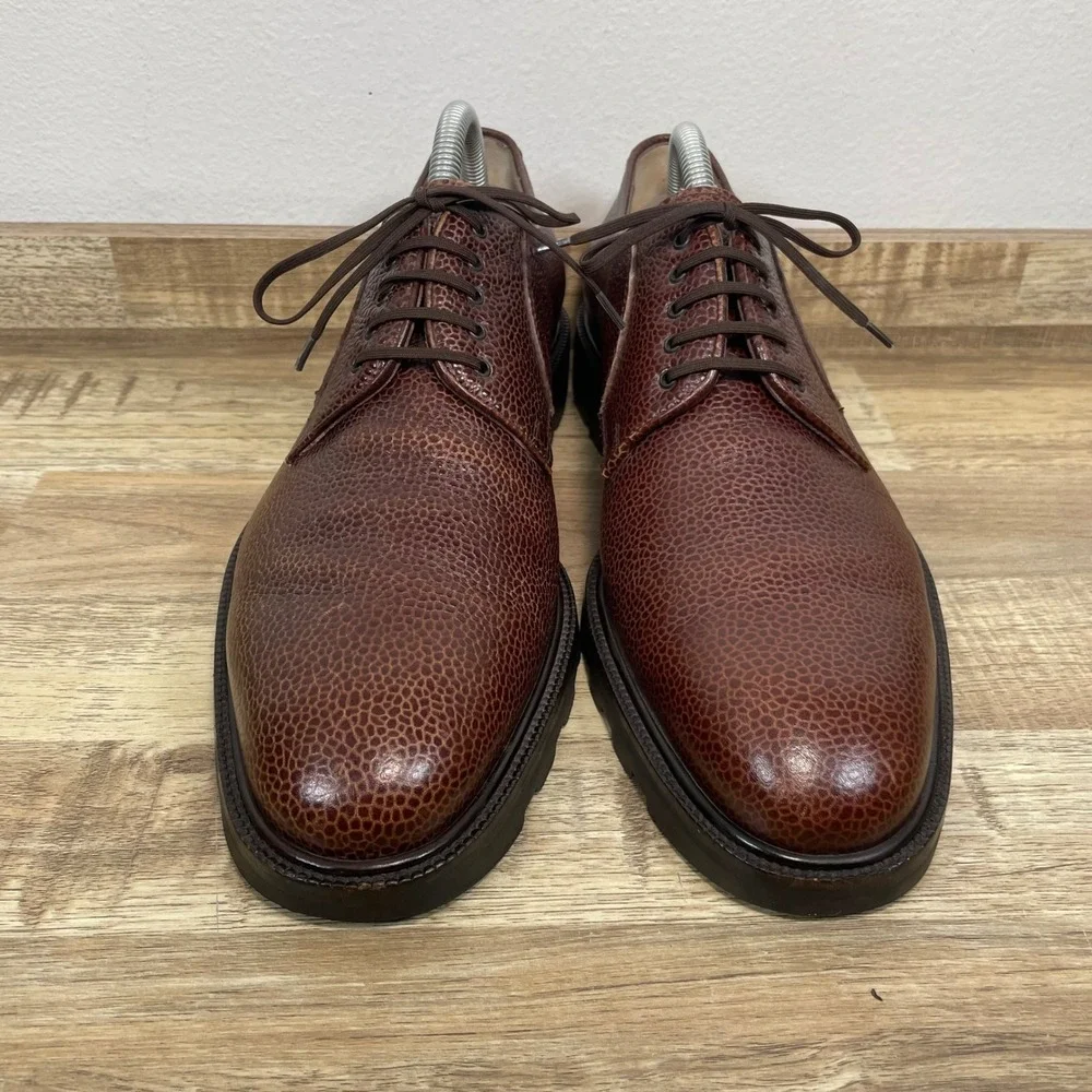 Salvatore Ferragamo Men Brown Pebbled Leather Lug Sole Derby Shoes Size 8.5D EUC